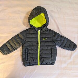 Nike Baby Midweight Puffer Jacket - Gray and Lime Green